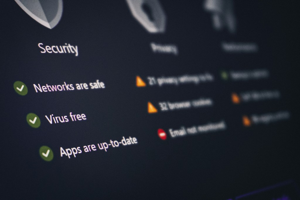 Display with Security images and checkmarks